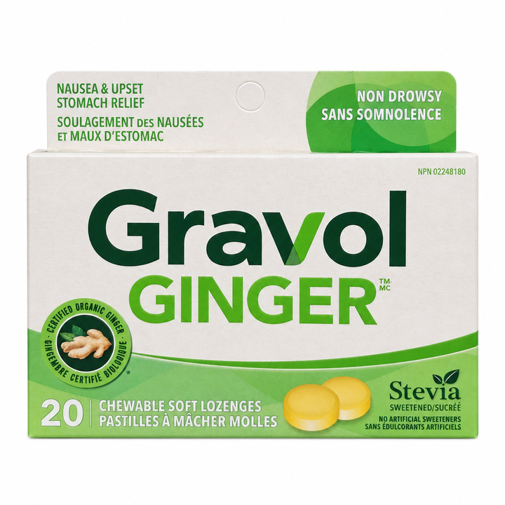 Gravol Ginger Chewable Soft Lozenges, 20 Lozenges