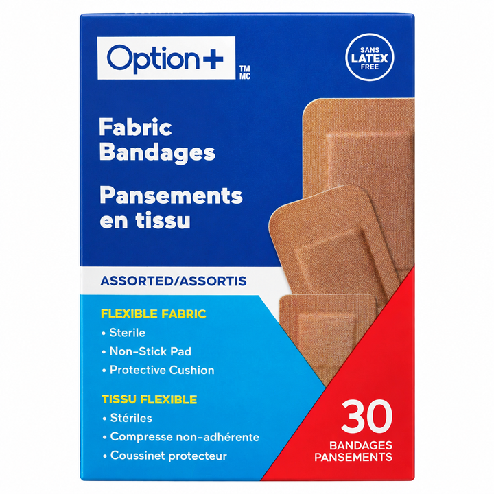 OPTION+ Assorted Fabric Bandages, 30 Count