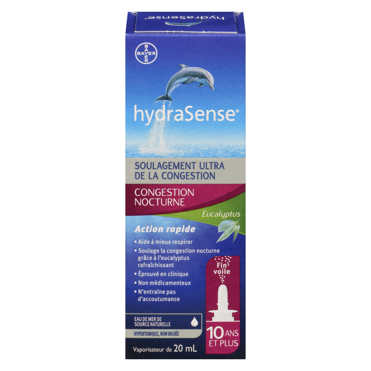 hydraSense Nighttime Congestion Eucalyptus Nasal Spray, 20 mL