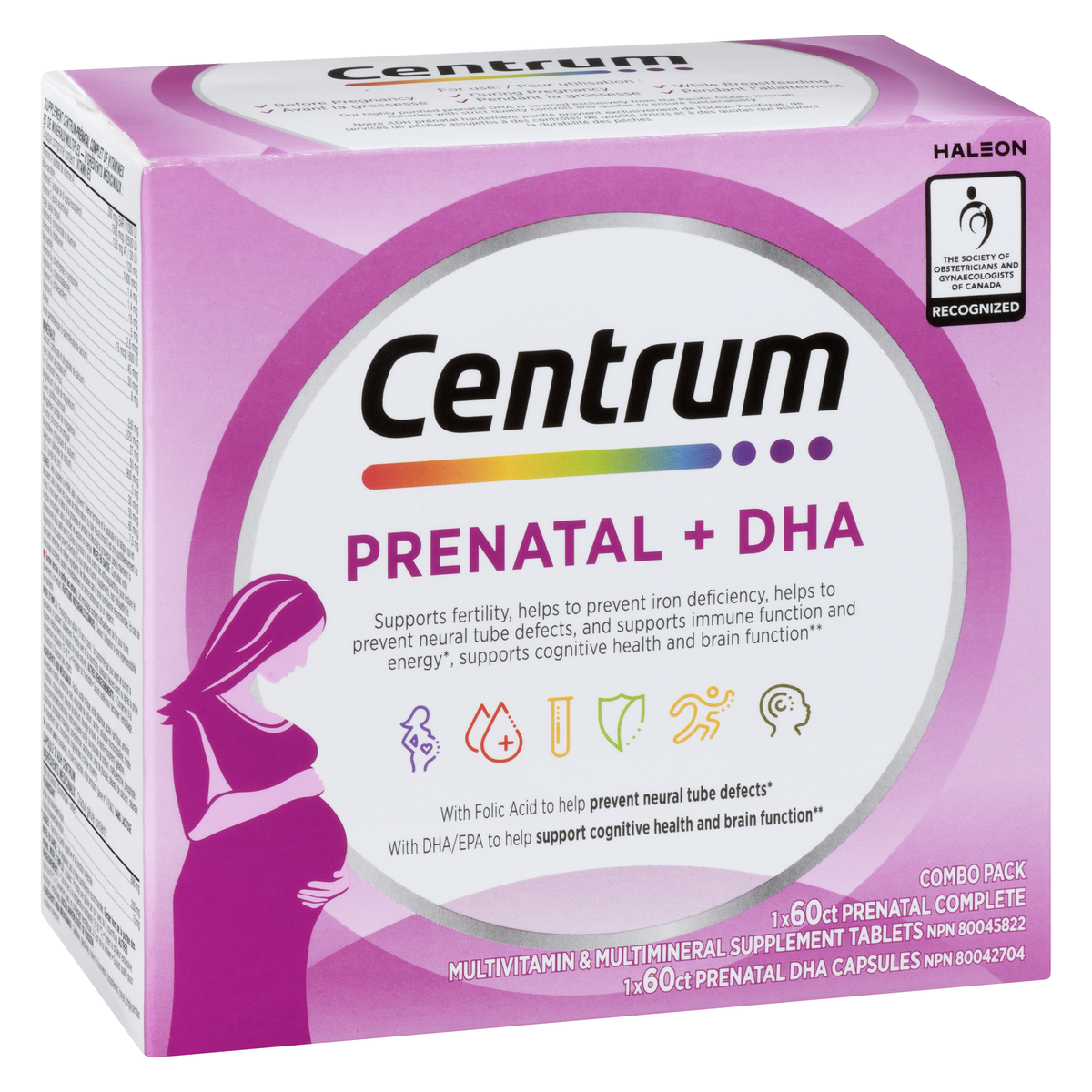 Centrum Prenatal + DHA Multivitamin Combo Pack, 60 Tablets + 60 Softgels
