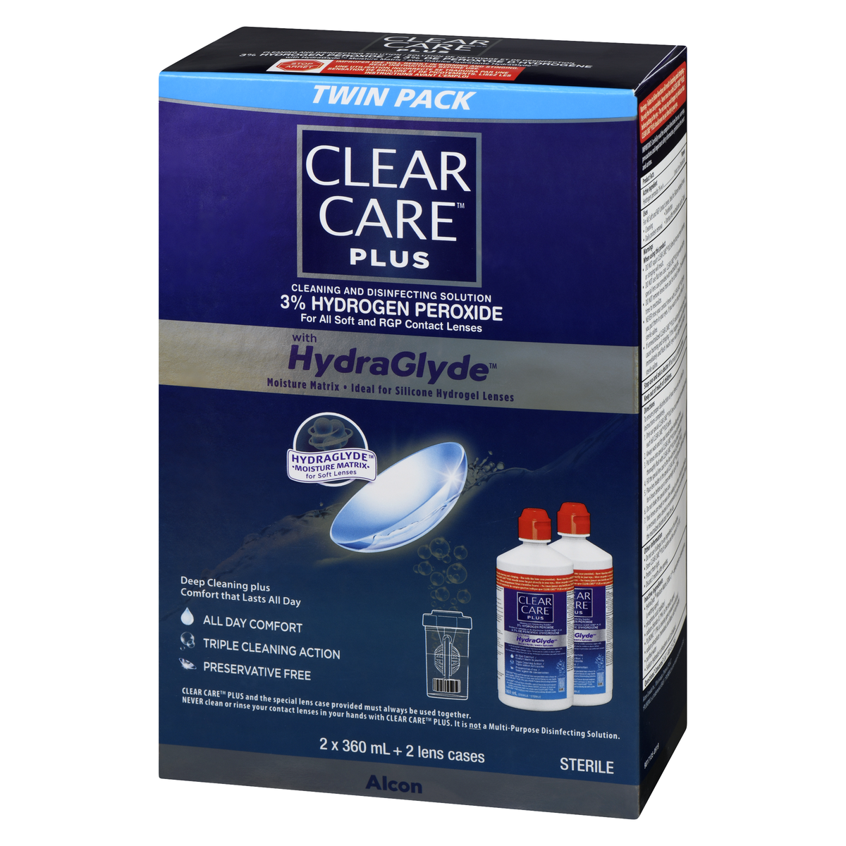 Clear Care Plus with HydraGlyde Contact Lens Solution Twin Pack, 2 x 360 mL