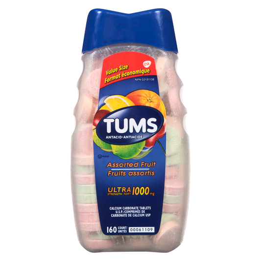 TUMS Ultra Strength Assorted Fruit Chewable Antacid Tablets, 160 Count