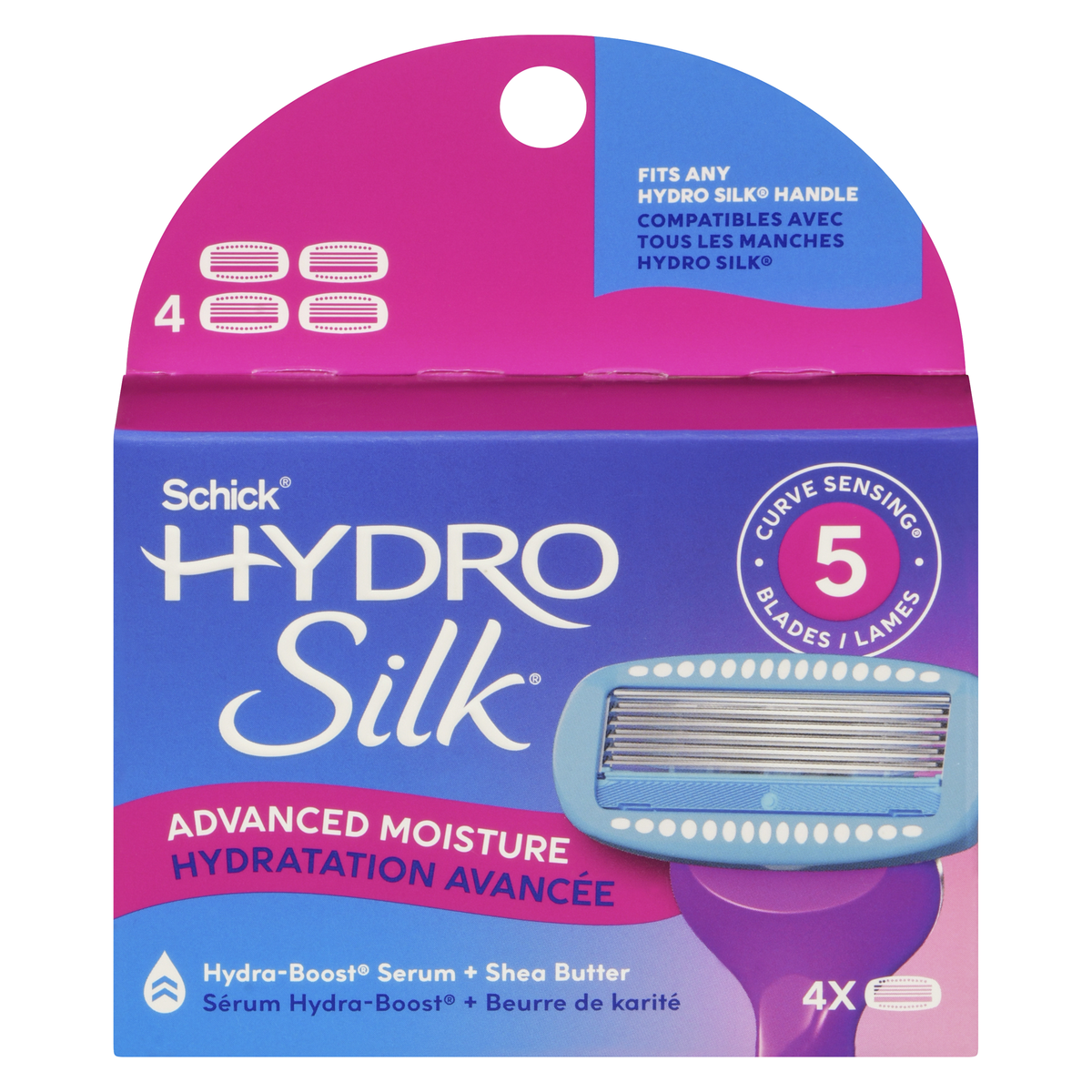 Schick Hydro Silk Women's Razor Refill Cartridges, 4 Count