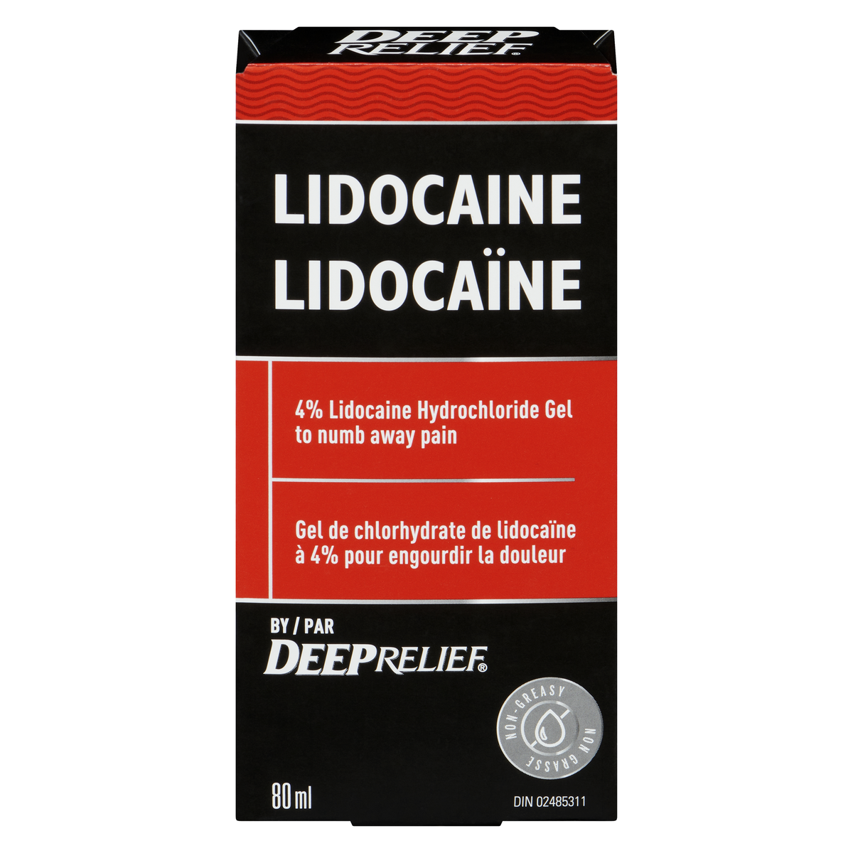 Deep Relief Lidocaine 4% Numbing Pain Relief Gel, 80 mL