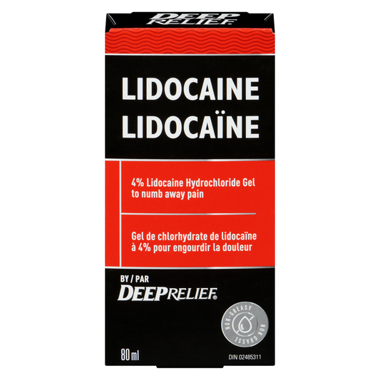 Deep Relief Lidocaine 4% Numbing Pain Relief Gel, 80 mL