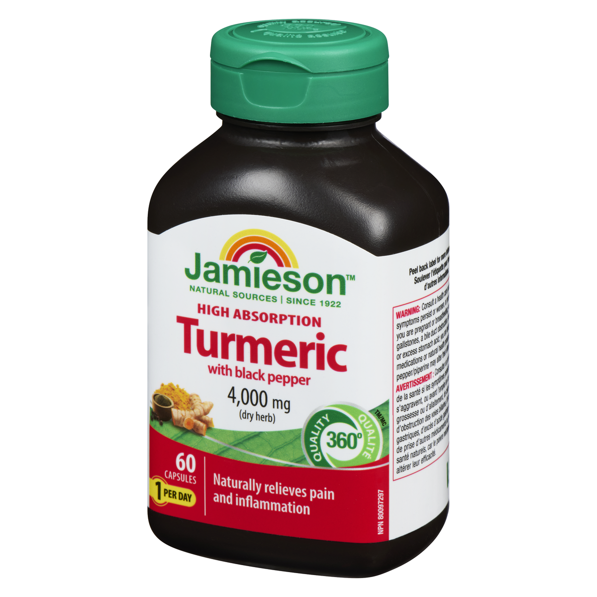 Jamieson High Absorption Turmeric with Black Pepper 4,000 mg Capsules, 60 Capsules