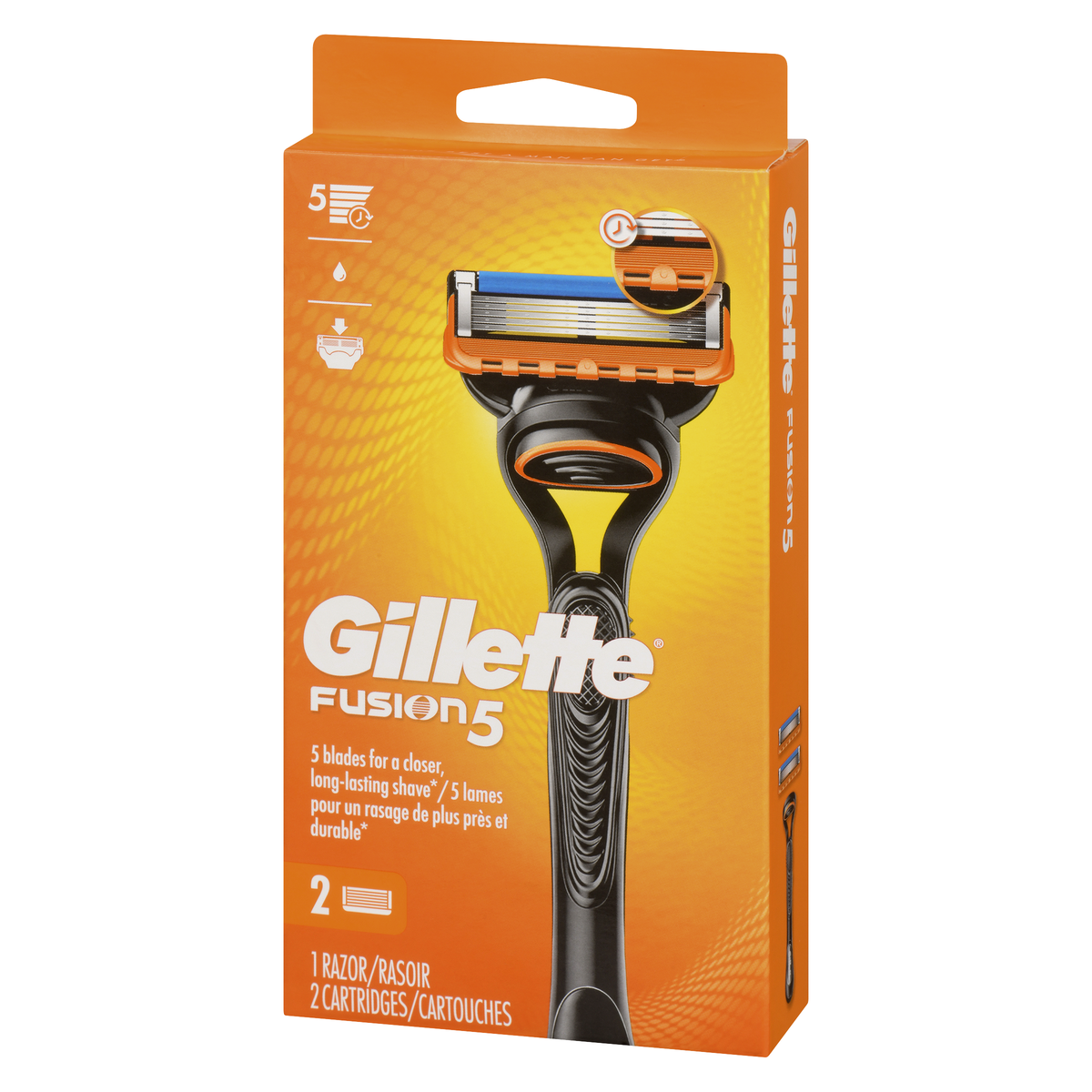Gillette Fusion5 Men's Razor Handle + 2 Blade Refills