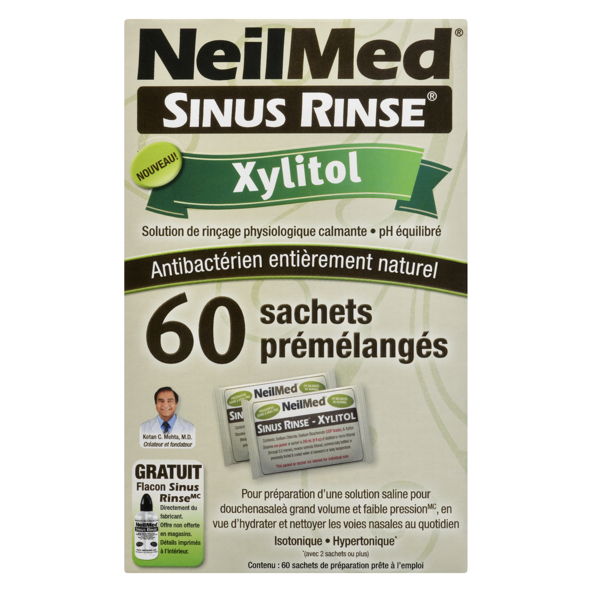 NeilMed Sinus Rinse with Xylitol Premixed Refill Packets, 60 Packets
