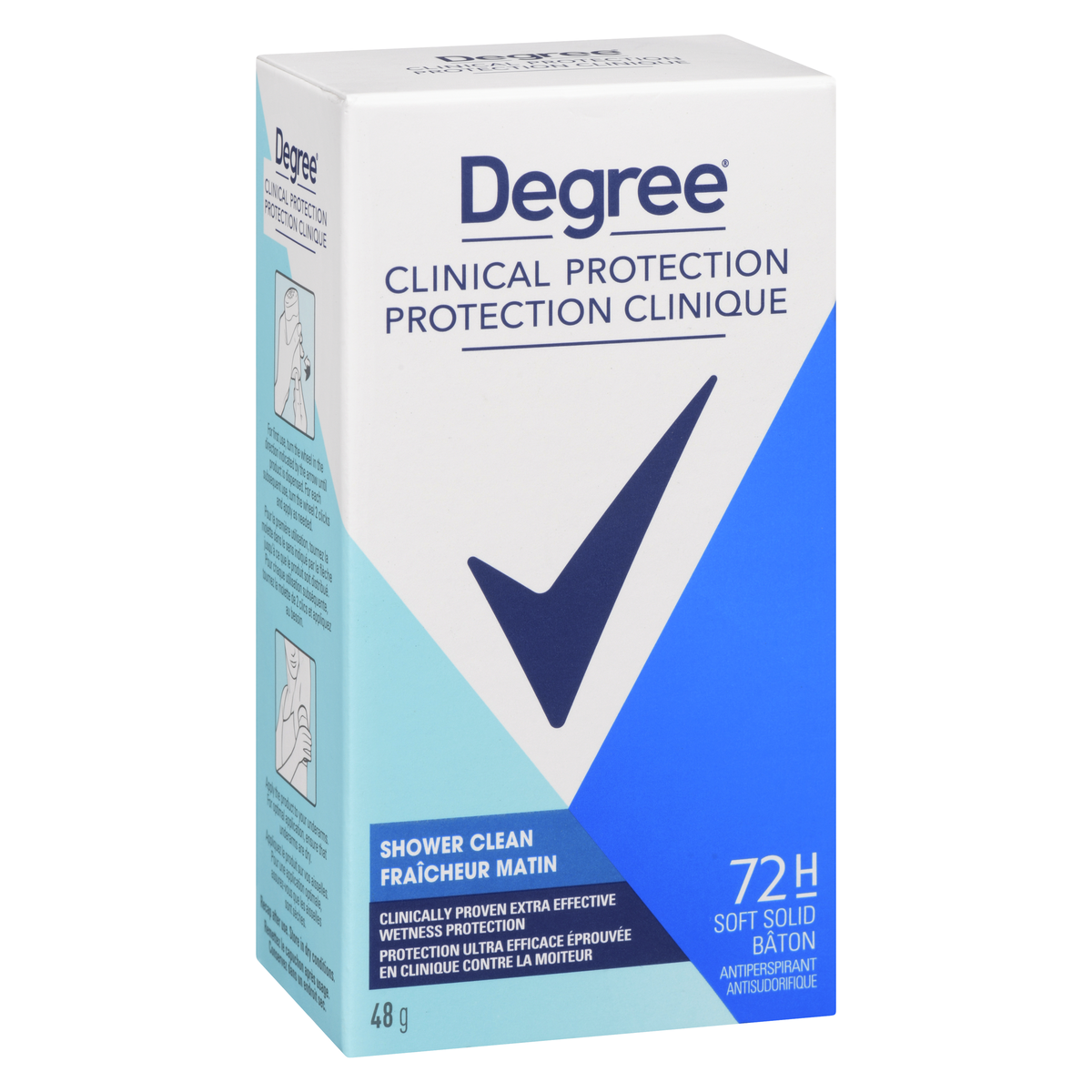 Degree Clinical Protection Shower Clean Antiperspirant Deodorant Stick, 48 g