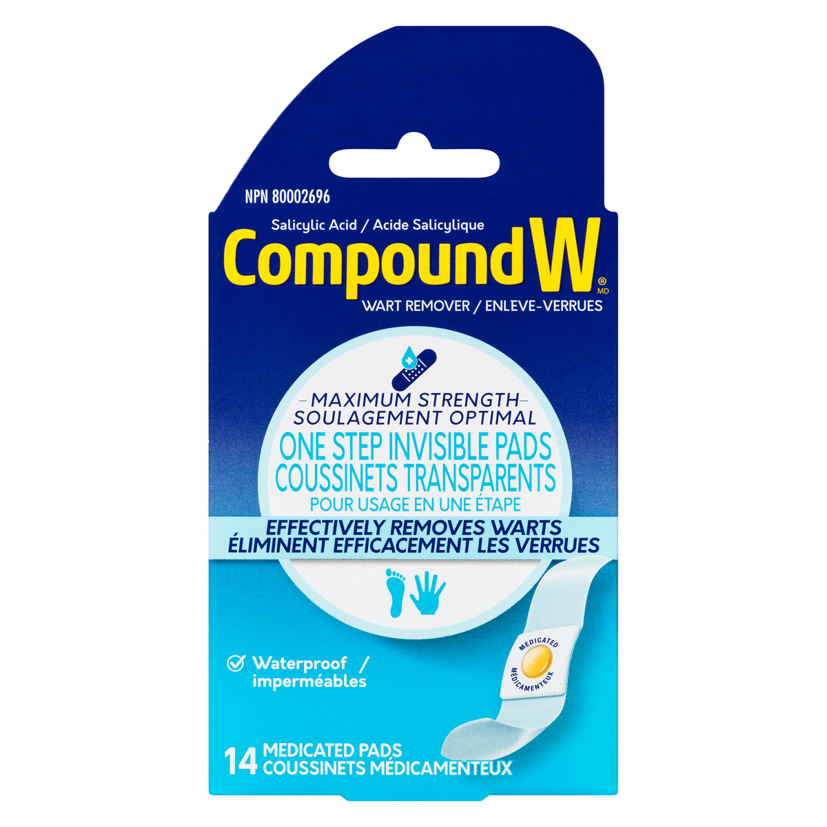 Compound W Maximum Strength One Step Pads for Common Warts, 14 Medicated Pads