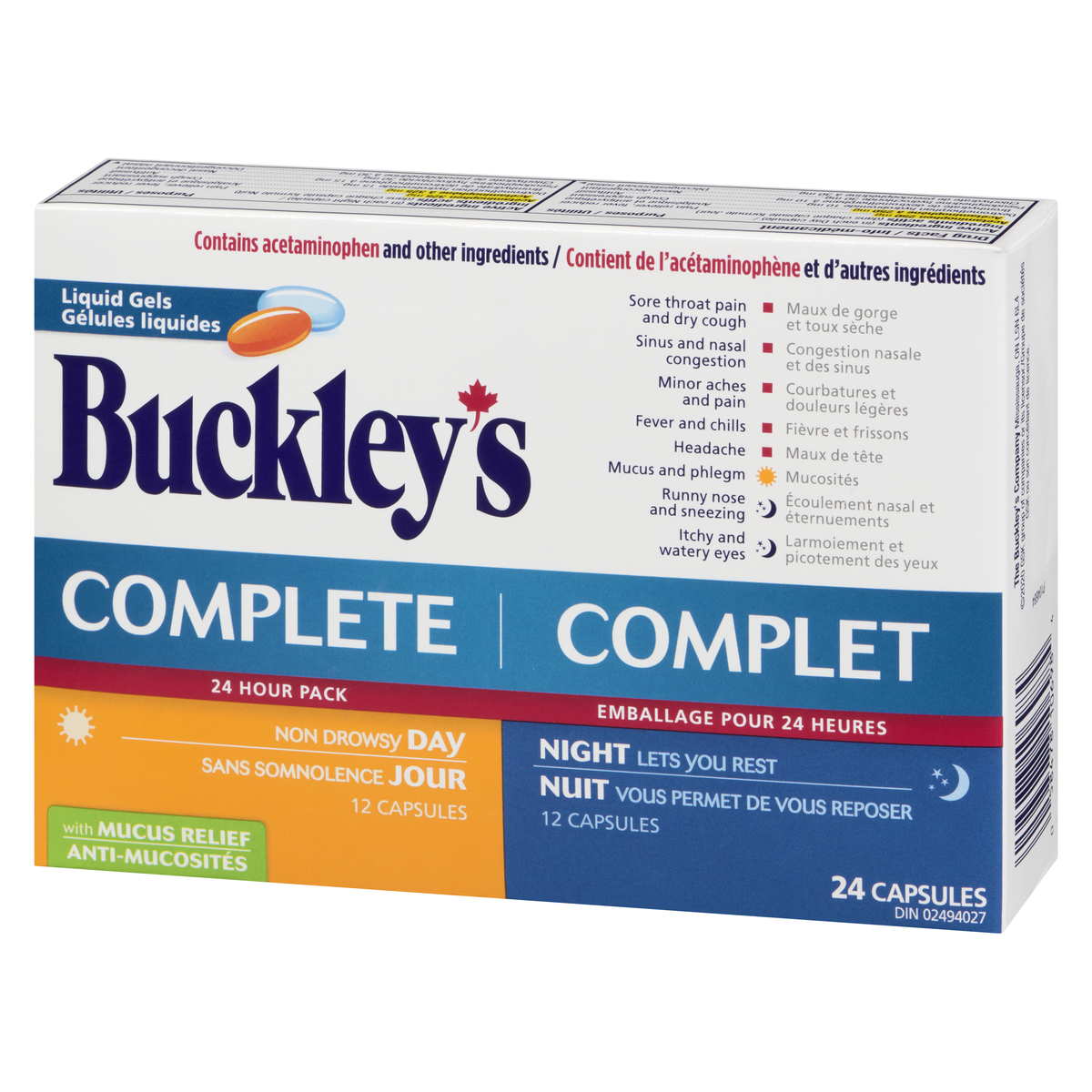 Buckley's Complete + Mucus Relief Day & Night Liquid Gels, 24 Capsules