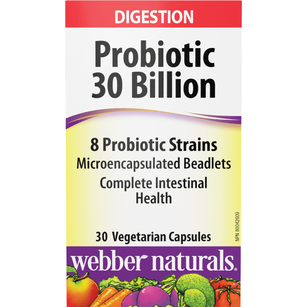 Webber Naturals Probiotic 30 Billion 8 Probiotic Strains, 30 Vegetarian Capsules