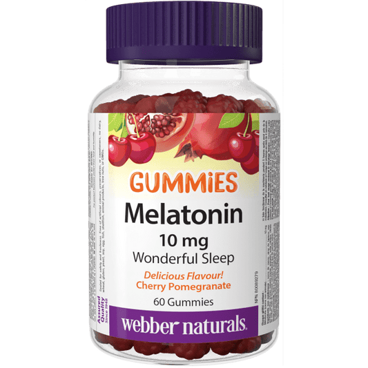 Webber Naturals Melatonin 10 mg Gummies, Cherry Pomegranate, 60 Gummies