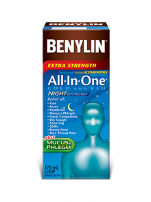 BENYLIN 1 ALL IN ONE COLD & FLU NIGHTTIME SYRUP 170ML - Queensborough Community Pharmacy