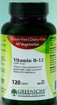 GREENICHE VITAMIN B12 VEGETARIAN TB 120 - Queensborough Community Pharmacy