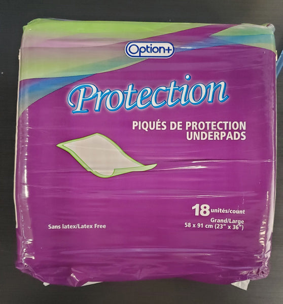 OPTION+ PROTECTION UNDERPADS 18'S