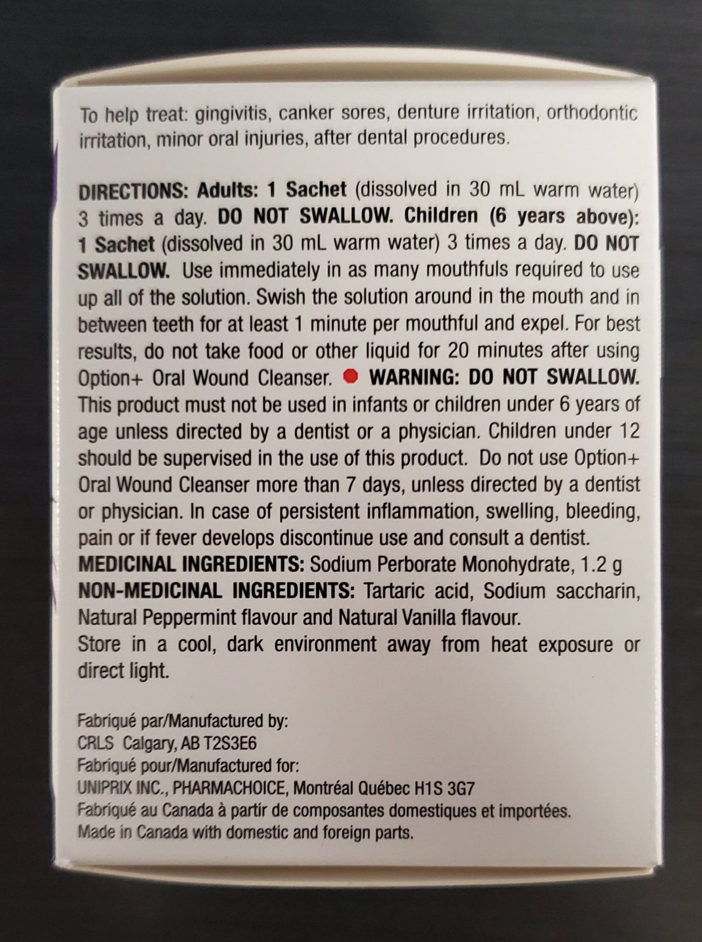 OPTION+ ORAL WOUND CLENASER