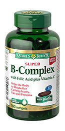 NATURE'S BOUNTY SUPER B-COMPLEX W/FOLIC ACID TABS 100'S - Queensborough Community Pharmacy