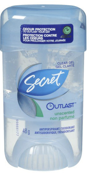 SECRET OUTLAST CLEAR GEL UNSCENTED 48G - Queensborough Community Pharmacy