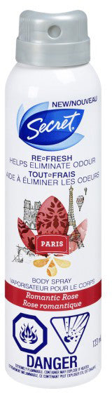 SECRET BODY SPRAY PARIS ROMAN ROSE 123ML - Queensborough Community Pharmacy