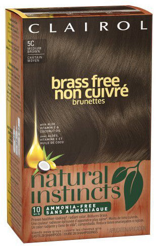 NATURAL INSTINCTS BRASS FREE 5C MEDIUM BROWN 1'S - Queensborough Community Pharmacy