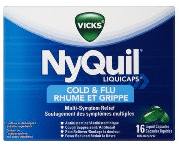 VICKS NYQUIL COLD&FLU LIQUICAPS 16'S - Queensborough Community Pharmacy