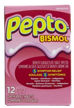 PEPTO BISMOL CHEWABLE TABS ORIG 12'S - Queensborough Community Pharmacy