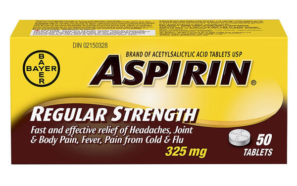 ASPIRIN COATED 325MG 50'S - Queensborough Community Pharmacy