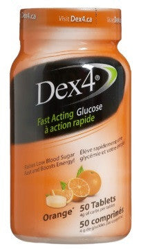 DEX-4 GLUCOSE TABS BOTTLE ORNG 50'S - Queensborough Community Pharmacy