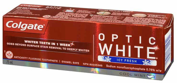 COLGATE OPTIC WHITE COOL MINT 75ML - Queensborough Community Pharmacy