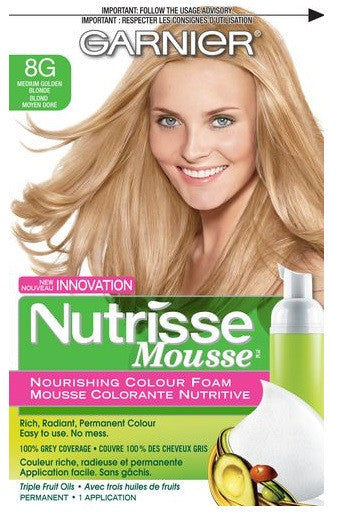 GARNIER NUTRISSE MOUSSE MED GOLDEN BLONDE #8G - Queensborough Community Pharmacy