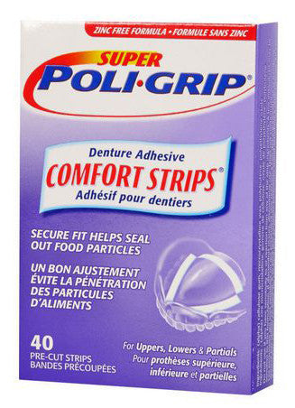 POLI-GRIP SUPER DENTURE ADHESIVE COMFORT STRIPS 40'S - Queensborough Community Pharmacy