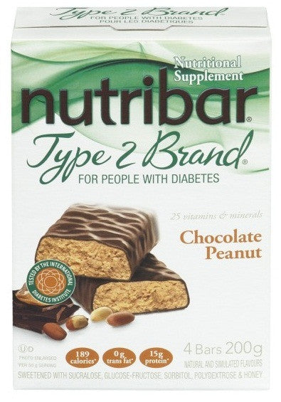 NUTRIBAR TYPE 2 BRAND CHOC PEANUT 4'S - Queensborough Community Pharmacy