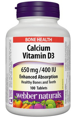 WEBBER CALCIUM WITH VIT D 650MG 400IU 100'S - Queensborough Community Pharmacy