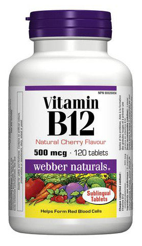 WEBBER VIT B12 CHERRY 500MCG 120'S - Queensborough Community Pharmacy