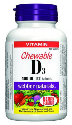 WEBBER VITAMIN D3 400IU CHEWABLE BERRY 100'S - Queensborough Community Pharmacy