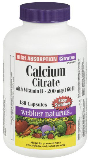 WEBBER CALCIUM CITRATE E/SWLOW 180'S - Queensborough Community Pharmacy