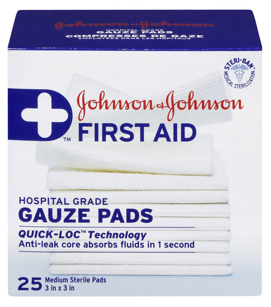 J&J FIRST AID GAUZE PADS 3X3' 25'S - Queensborough Community Pharmacy