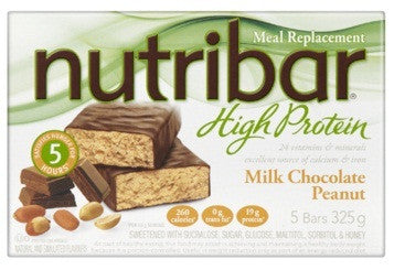 NUTRIBAR PROTEIN PLUS BAR MILK CHOCOLATE PEANUT 5'S - Queensborough Community Pharmacy