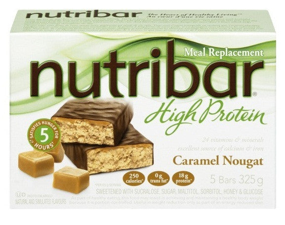 NUTRIBAR PROTEIN PLUS BAR CARAMEL NOUGAT 5'S - Queensborough Community Pharmacy