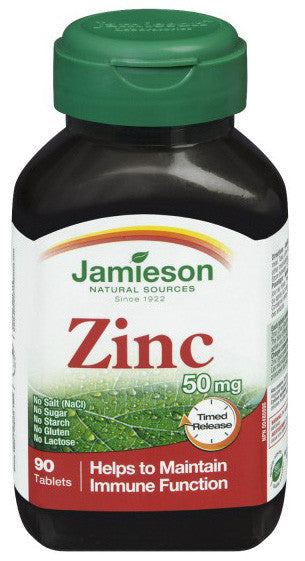 JAMIESON ZINC 50MG T/R 90'S - Queensborough Community Pharmacy