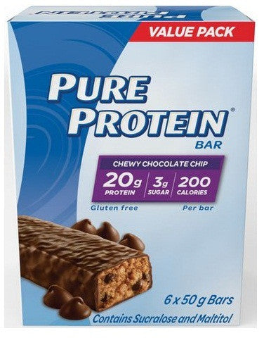 PURE PROTEIN CHEWY CHOC CHIP VALUE PACK 6/50G - Queensborough Community Pharmacy