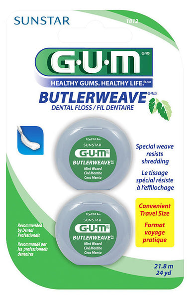 GUM BUTLERWEAVE FLOSS MINT WAXED 2X12YD #1812R - Queensborough Community Pharmacy