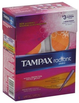 TAMPAX RADIANT FULL SIZE TAMPONS SUPER PLUS UNSCENTED 16'S - Queensborough Community Pharmacy