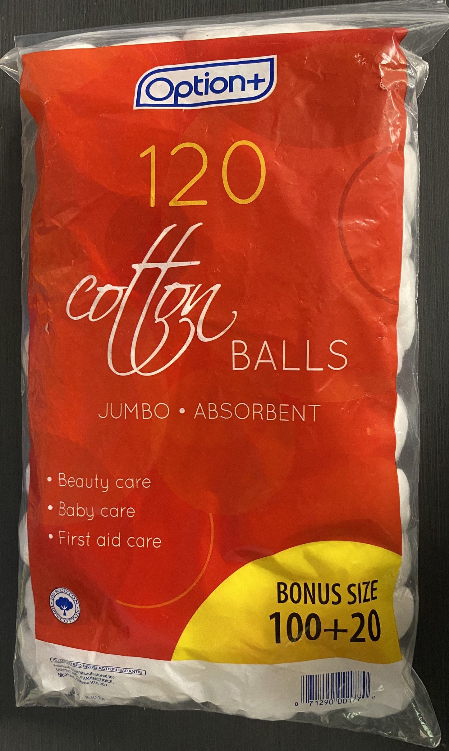 OPTION+ COTTON BALLS JUMBO 100+20