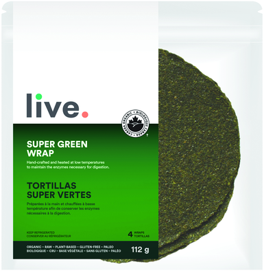 LIVE FOODS SUPER FOODS GREEN WRAP 4/PKG 112G