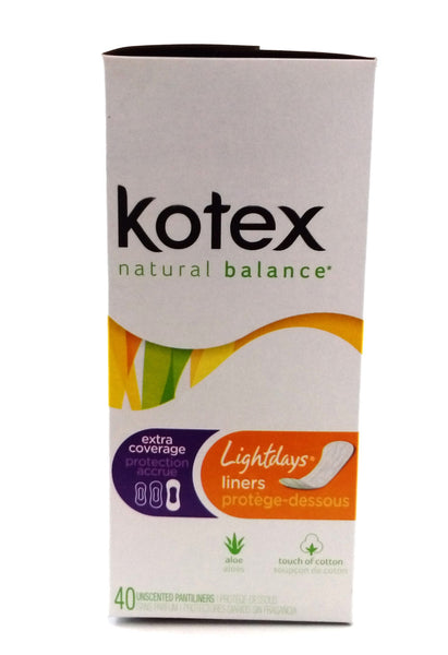 KOTEX LIGHT DAYS LINERS EXTRA COVERAGE 40 - Queensborough Community Pharmacy