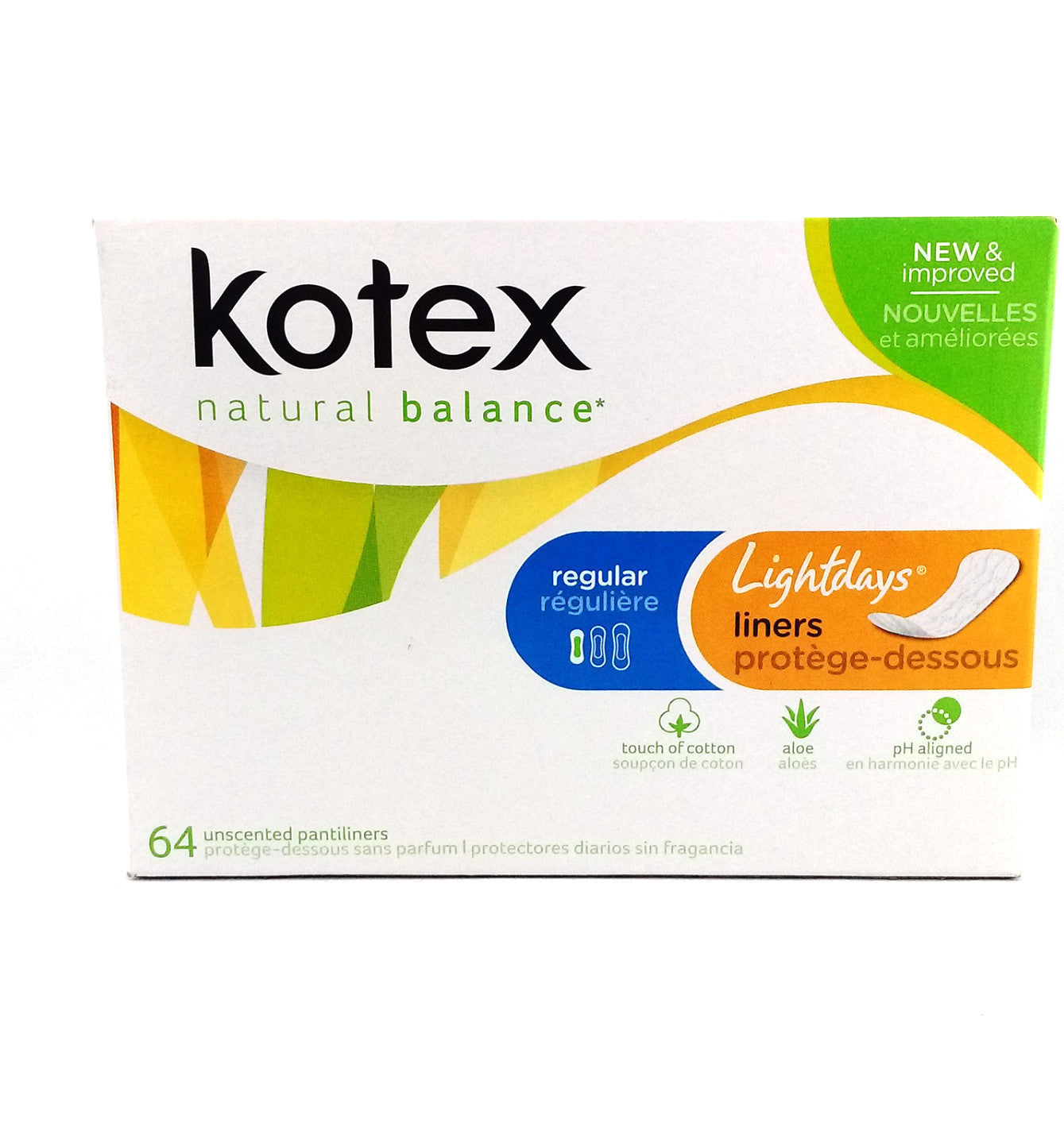 KOTEX NATURAL BALANCE LIGHT DAYS REGULAR LINERS 64 - Queensborough Community Pharmacy