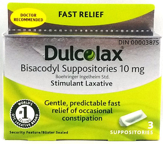 DULCOLAX SUPP 10MG 3'S - Queensborough Community Pharmacy