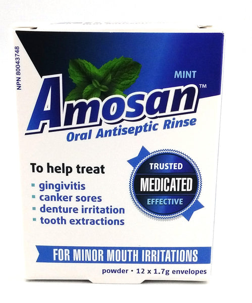 AMOSAN ORAL ANTISEPTIC RINSE 12/1.7G - Queensborough Community Pharmacy